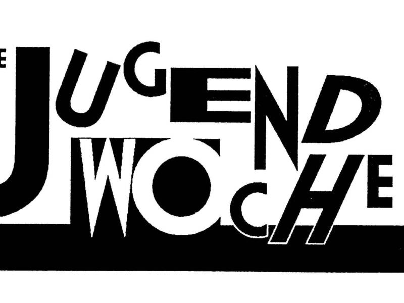 Der Text "DIE JUGENDWOCHE" ist in einer markanten, schwarzen Schrift auf weißem Hintergrund angeordnet.
