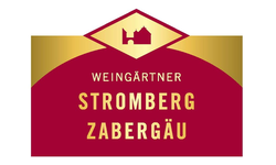 Das Bild zeigt ein rot-goldenes Logo der Weingärtner Stromberg-Zabergäu mit einem stilisierten Schlossmotiv.