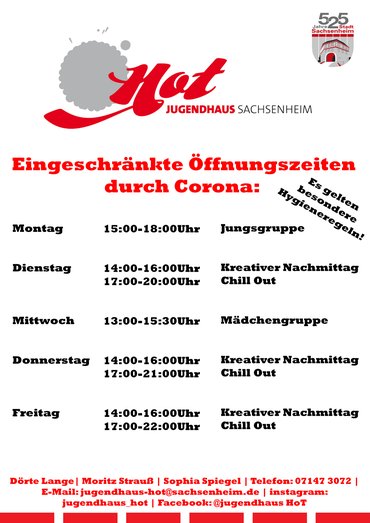 Neue Öffnungszeiten Jugendhaus 2020_06_08