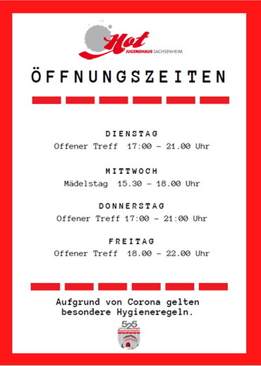 Öffnungszeiten JH Juni 21